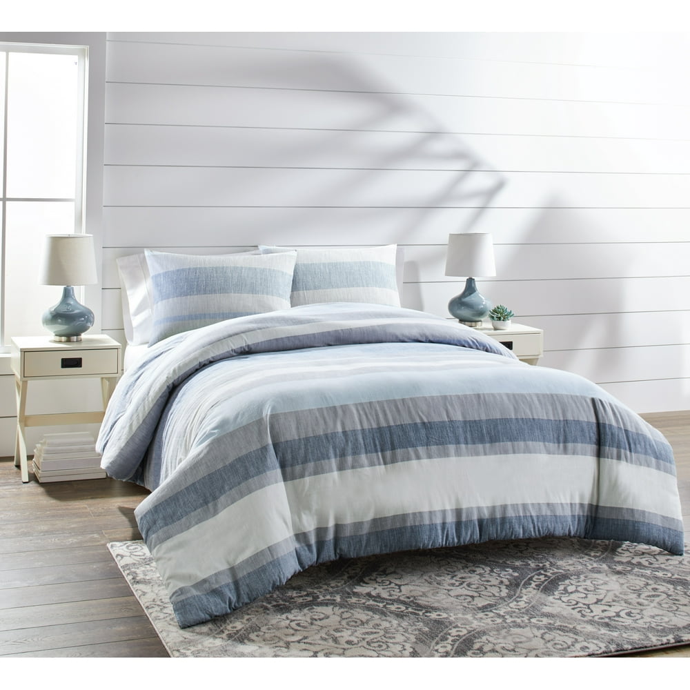 Better Homes & Gardens 3Piece Full/Queen Bold Blue Stripe Comforter