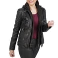 thumbnail image 4 of Boston Harbour Becky Leather Jacket For Women - Winter Hooded Black Womens Leather Jacket, 4 of 7