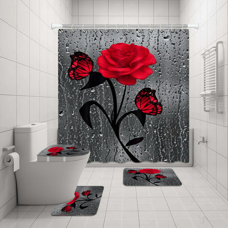 Red Rose Flower Stickers Floral Decals Waterproof Butterfly - Temu