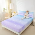 thumbnail image 4 of Feelyou Mystic Starry Sky Twin Sheet Sets for Teens, Cartoon Stars Galaxy Twin Fitted Sheet, Purple Blue Rainbow Flat Sheet, Luxury Bedroom Decor, 3-Piece, 4 of 7