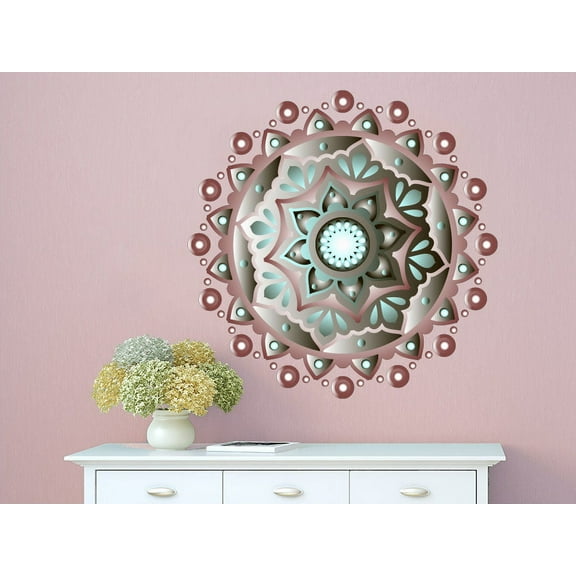 Wall Decal Mandala Full Color Mural Vinyl Sticker Decals Mehndi Bohemian Decor