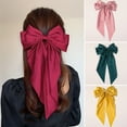 thumbnail image 2 of Mightlink Women Hairpin Big Bow-knot Solid Color Elegant Double Layers Long Hair Decoration Ponytail Clip Satin Vintage Hair Clip Hair Accessories, 2 of 7