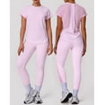 thumbnail image 2 of PISONIC Womens Two Piece Workout Sets Quick-drying Breathable Short Sleeve Shirt High Waist Leggings Yoga Outfits Matching Gym Set, 2 of 8