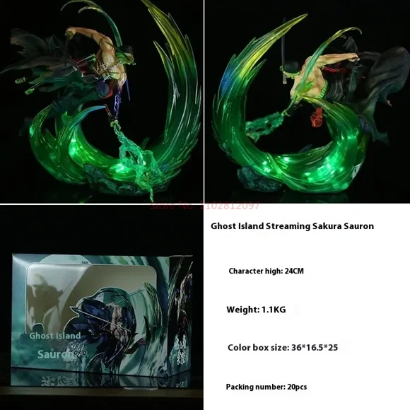 24cm Figure Roronoa Zoro Anime Figures Gk Luminous Pvc Statue Model Cool Room Decoration Toy Gift Children