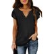 thumbnail image 1 of Tops de verano para mujer, camisa informal de Color puro con cuello en V y mangas de pétalos recortadas de Jacquard para fiesta, oficina y compras, 1 of 5