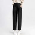 thumbnail image 2 of Hueook Maternity Pants Workout Pregnant Women's Solid Color Long Pants for Spring and Fall Elastic Waist Outerwear Belly Support Non-Tight Belly Pants Black M, 2 of 6
