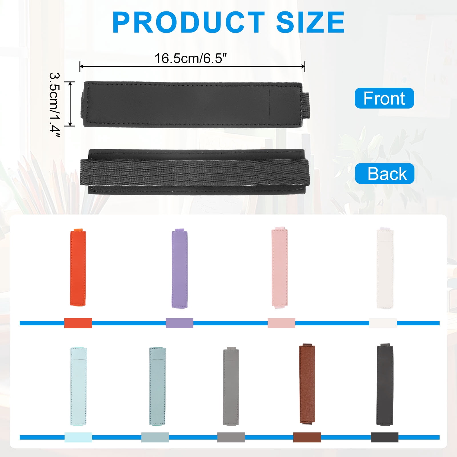 Unique Bargains Adjustable Pen Loop Holder Pencil Sleeve with Elastic Strap Black