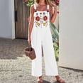 thumbnail image 6 of Floral Overalls for Women Boho Embroidered Wide Leg Cotton Linen Jumpsuits Loose Lightweight Adjustable Strap Cute Overalls, 2XL, 6 of 8