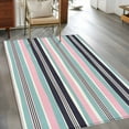 thumbnail image 3 of Blue Green Pink Striped Area Rug 3x5 Washable Rug Non Slip Farmhouse Vintage Stripe Large Area Rug Indoor Floor Carpet for Entryway Bedroom Kitchen Living Room Home Office Dining Room Nursery, 3 of 8