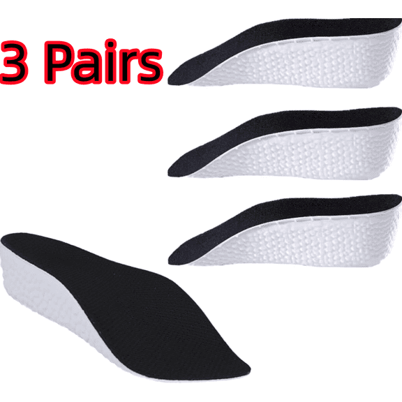 Orthotic High Cushion Insole - Arch Support, Plantar Fasciitis & Flat Feet Relief (3 Pairs, Black, 3.5cm)