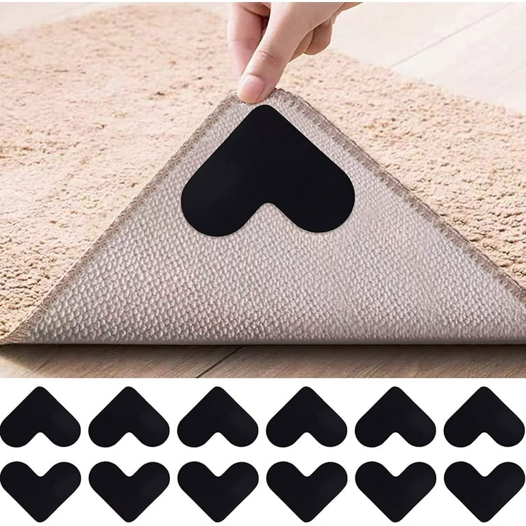 12Pcs Rug Gripper Non Slip Rug Pads Anti-Slip Rug Tape Stickers Washable Rug  Pads Multi-Purpose Carpet Tape Compatible with Hardwood Floors Tile for  Kitchen Bedroom 