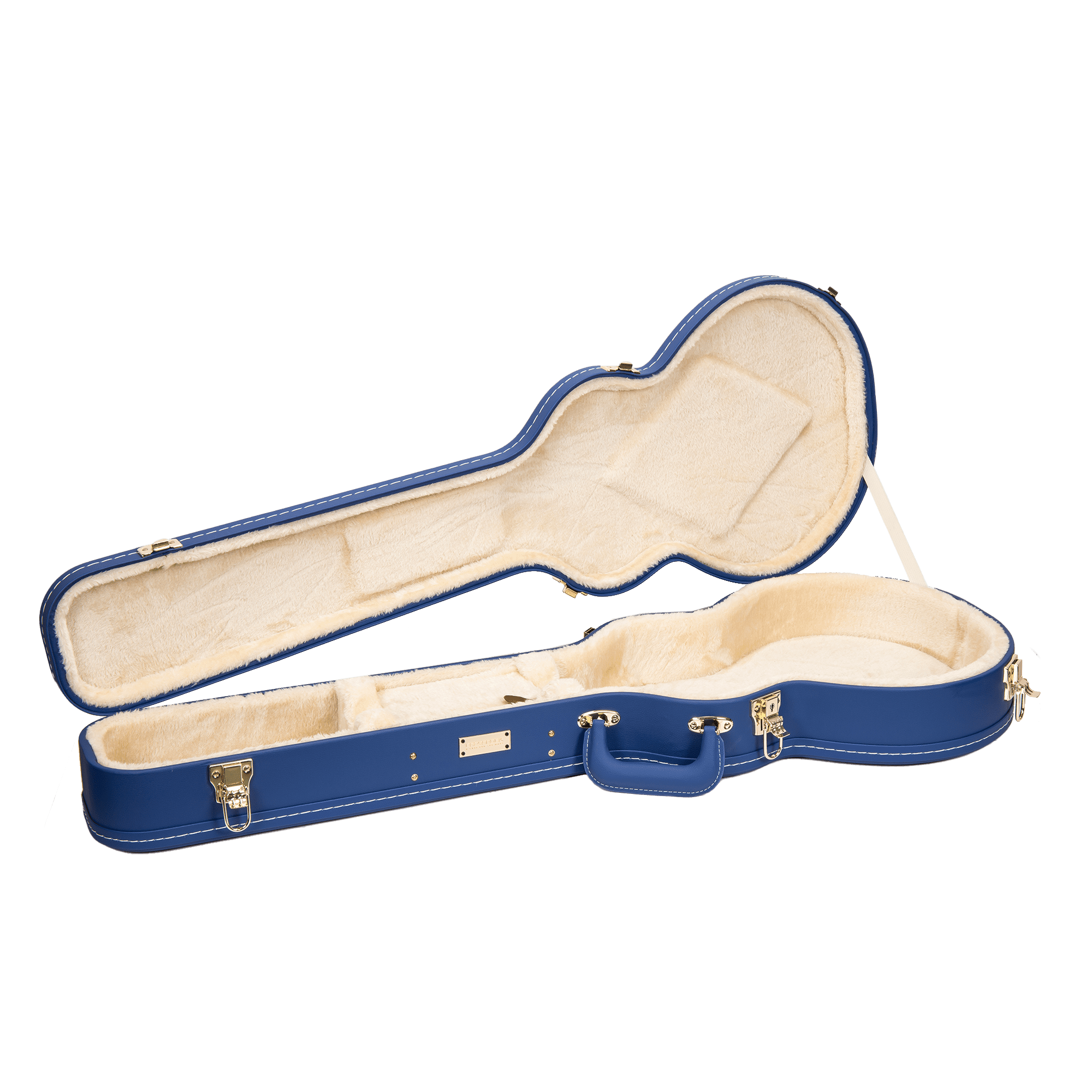 Crossrock Wooden Guitar Case -Fits Les Paul Electric Guitars -Vintage Hardware, Sponge Lining, Metal Feet, Storage Space-Vibrant Blue