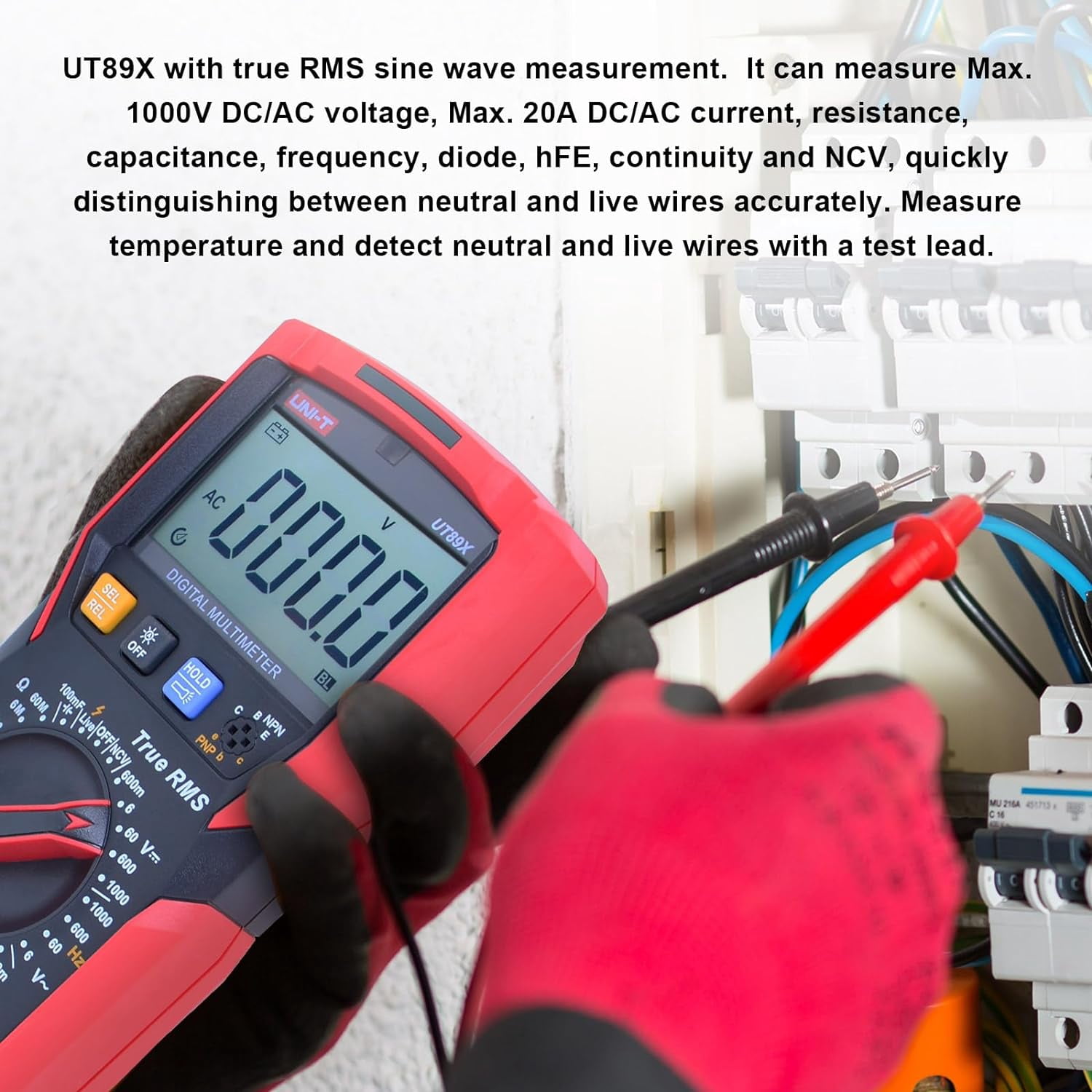UNI-T Digital Multi Meter 6000 Counts True RMS Sine Wave Measurement LED Test AC DC Voltage Current Resistance Auto Range