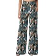 thumbnail image 4 of Wide Leg Pants Women Casual Flower Print Elastic Waist Palazzo Pant for Women Dressy Long Trousers with Pockets, 4 of 6