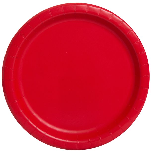 Red Paper Dinner Plates, Round, 9 in, 20ct
