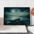 thumbnail image 2 of Fishing Cutting Board, Boat Drifting in Ocean Full Moon Dramatic Night Sky Life Hope Conceptrt, Decorative Tempered Glass Cutting and Serving Board, Small Size, Dark Blue White, by Ambesonne, 2 of 5