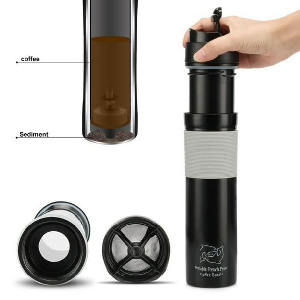 Fysho French Press Plastic Portable Travel Coffee Press Mug Tea And Coffee Maker Bottle For Outdoors Office Camping 300ml 10oz Black Walmart Com Walmart Com