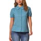thumbnail image 1 of INSPIRAR CHIC Blusas de Algodón con Cuello Peter Pan y Botones Vintage para Mujeres en Azul Real Talla L, 1 of 6