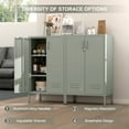 thumbnail image 3 of Marcree Green Metal Cabinet,2 Door Accent Cabinet,Metal Locker Cabinet with Legs,Sideboard Cabinet with Adjustable Shelves,Locker Storage Cabinet for Living Room,Entryway, 3 of 9