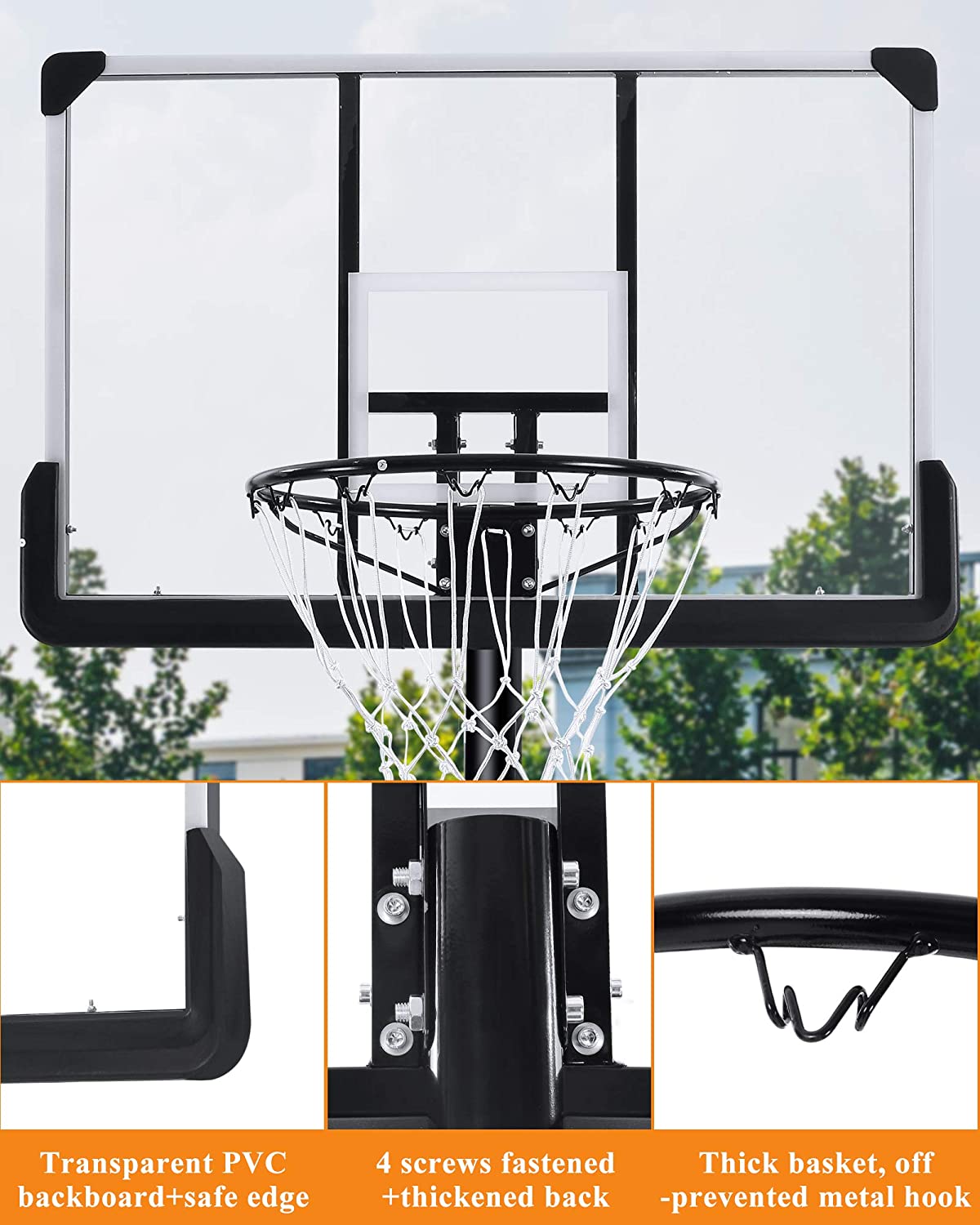 Buy MaxKare 44 In. Portable Basketball System Hoop and Goal Equipment