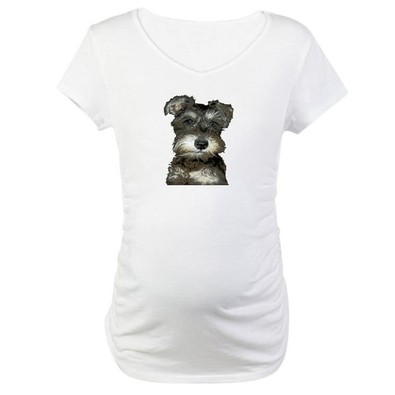 CafePress - Miniature Schnauzer Maternity T Shirt - Cotton Maternity T-shirt, Cute & Funny Pregnancy Tee