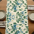 thumbnail image 5 of Green Blue Spring Floral 120 Inch Table Runner, Watercolor Flower Summer Farmhouse Dresser Scarf Cotton & Linen Tablerunner for Dining/Kitchen Island/Holiday Party Décor 13" x 120", 5 of 9