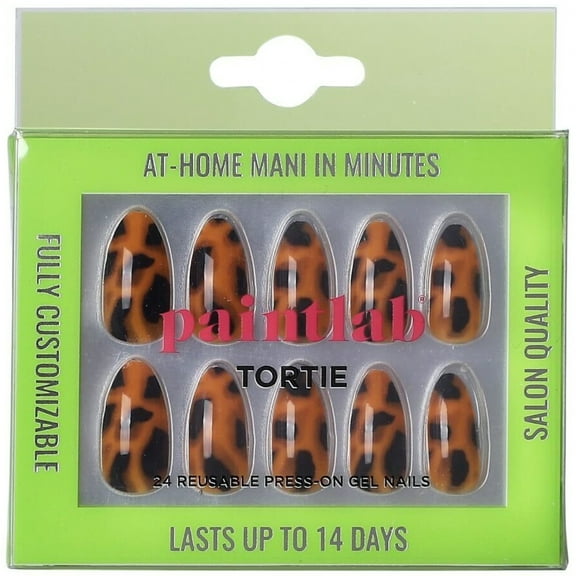PaintLab Tortie Almond Shape Press-on Nails, 30 Count