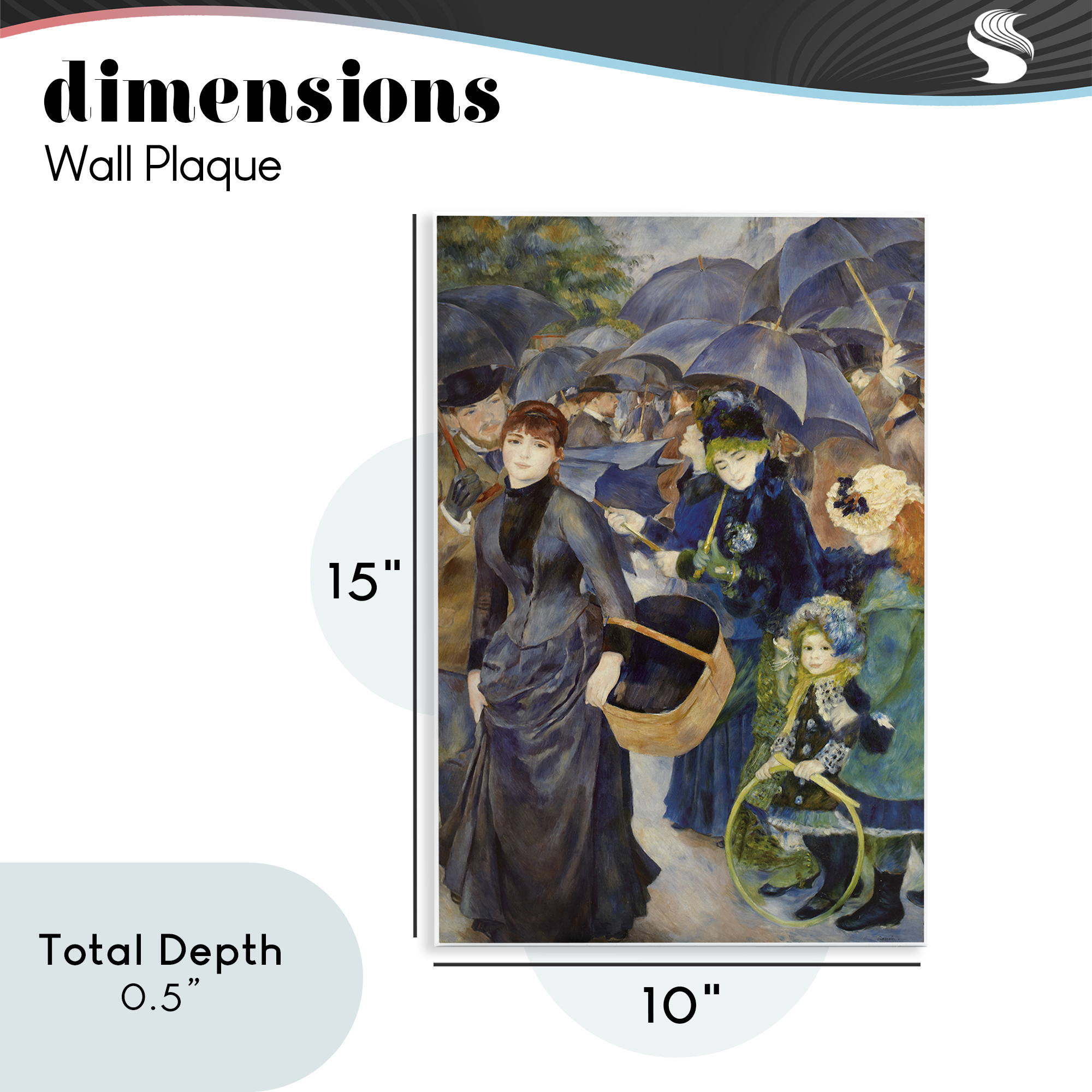 The Umbrellas Renoir Wall Plaque Art, design by Masters Collection