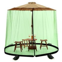 Topchances 7-10 ft Patio Umbrella Mosquito Net, Polyester Mesh Net Screen, Adjustable Universal Canopy Net with Sandbags and Zipper Door for Outdoor Umbrellas and Patio Tables (Green)