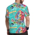 thumbnail image 2 of Wukai Cartoon Map Of Europe Print Men's Short-Sleeved Mesh T-Shirt,Quick-Dry Short Sleeve Workout T-Shirt-X-Large, 2 of 8