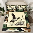 thumbnail image 2 of Manfei Vintage Camouflage Twin Sheet Sets,Mallard Duck Twin Fitted Sheet,Beige Green Camo Flat Sheet For Men Women,Ultra Soft Home Decor,3-Piece, 2 of 7
