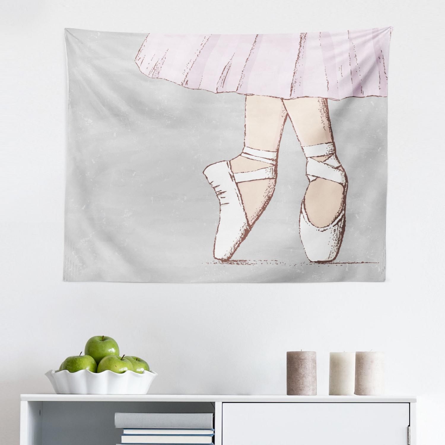 Ballerina Tapestry, Painting Illustration of Girl with Floral Head Wear ...