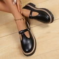 thumbnail image 4 of Miluxas Women's Leather Mary Janes Shoes Flats Chunky Low Heels Platform Retro Classics Round Toe Ankle Strap Black 5.5(36), 4 of 9