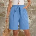 thumbnail image 2 of CheerKidz Women's Summer Loose Short Pants Drawstring Elastic Waist Casual Pockets Pants Lightweight Breathable Comfy Lounge Shorts for Travel(Blue,2XL), 2 of 9