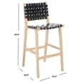 thumbnail image 3 of SAFAVIEH Adah Modern Leather Bar Stool, Black/Natural (22.2 in. W x 22 in. D x 43 in. H), 3 of 12