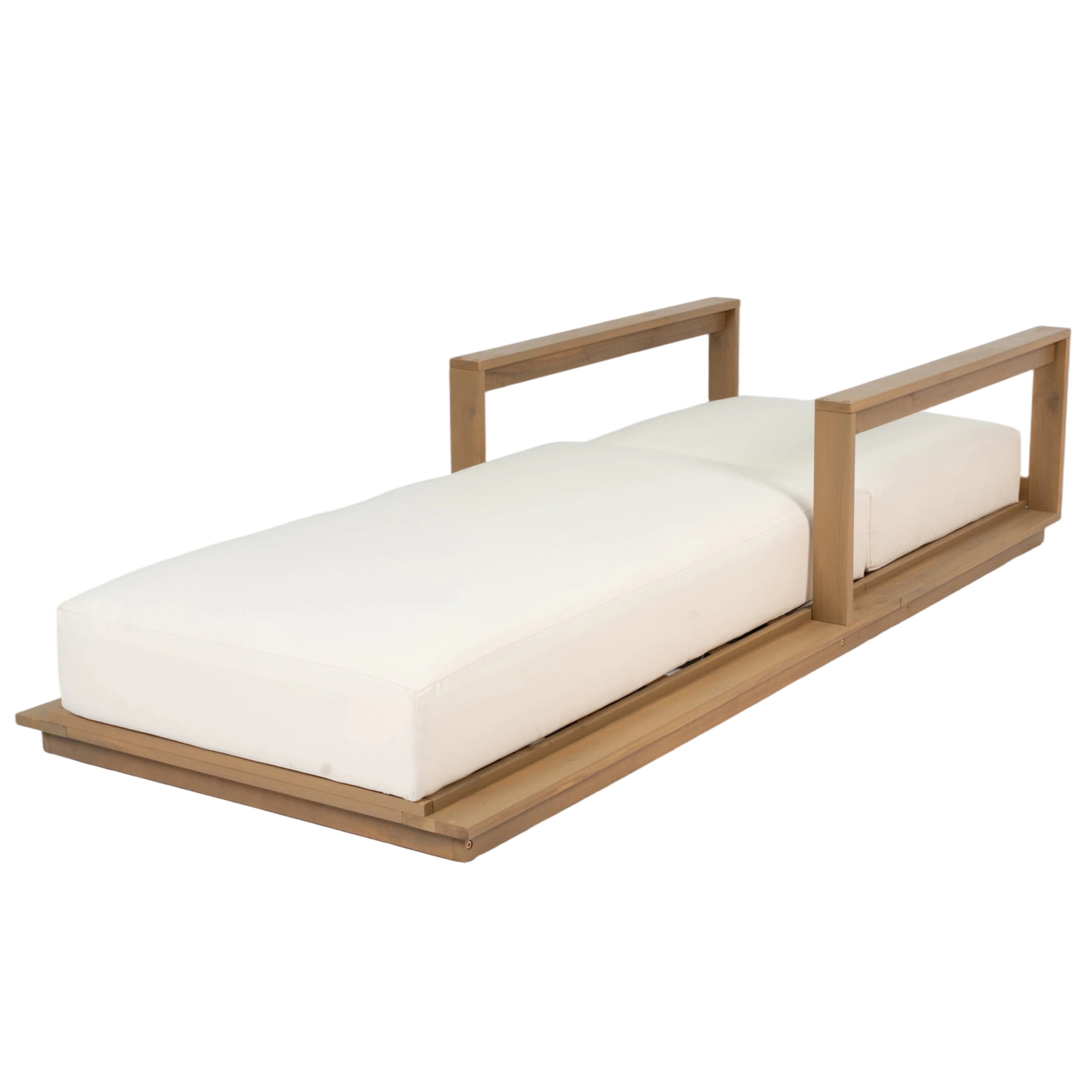 Christopher Knight Home Set of 4 Outdoor Sunloungers with Cushions, Adjustable Backrests, Light Teak + Beige