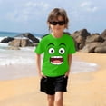 thumbnail image 4 of Blusas y camisas de manga corta con cuello redondo para niños y niñas, color liso, con estampado de expresión linda, manga corta, holgadas y cómodas, blusa para niña, 4 of 6