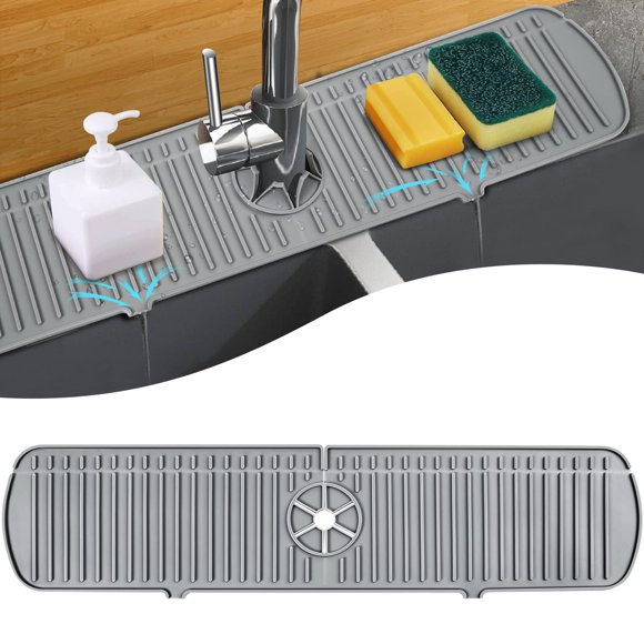 Alfombrilla de silicona XXL con asa de grifo, colector de goteo, diseño BFONS