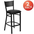 thumbnail image 2 of Flash Furniture 2 Pk. HERCULES Series Black Grid Back Metal Restaurant Barstool - Black Vinyl Seat, 2 of 7