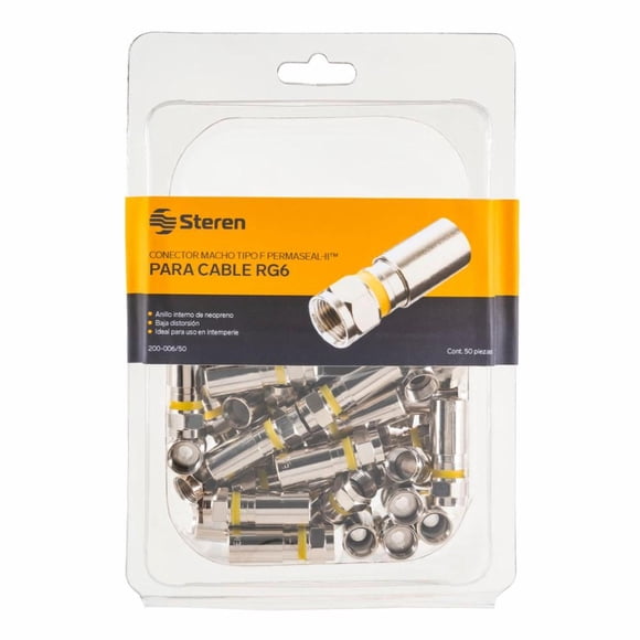 Conector F Macho Para Cable Rg6 Steren Permaseal Ii