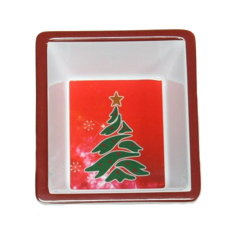 Plastic Christmas Bowls Square Christmas Tree Holiday Dish, 6