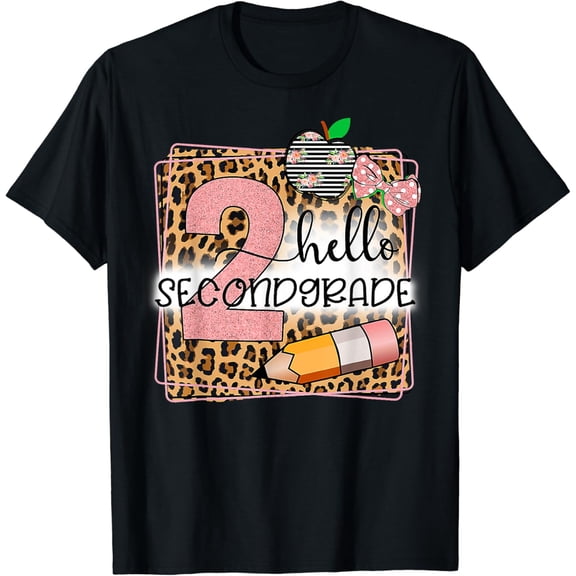 Hello Second Grade 2nd Grade Back To School Teacher Kid Girl T-Shirt Black Large