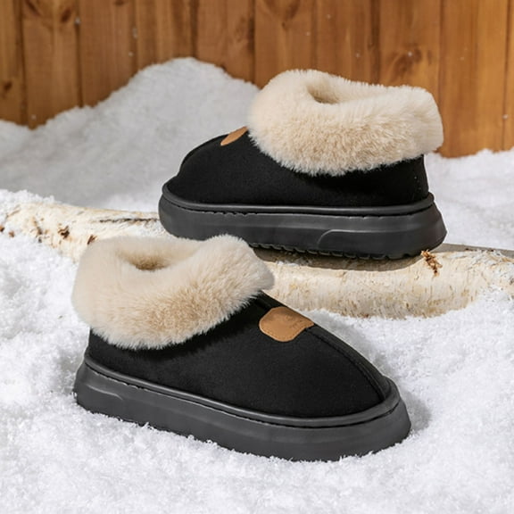 Xucatan Men's and Women's Bootie Slippers Faux Fur Ladies Bedroom House Shoes with Memory Foam and Indoor Outdoor Rubber Sole Gift