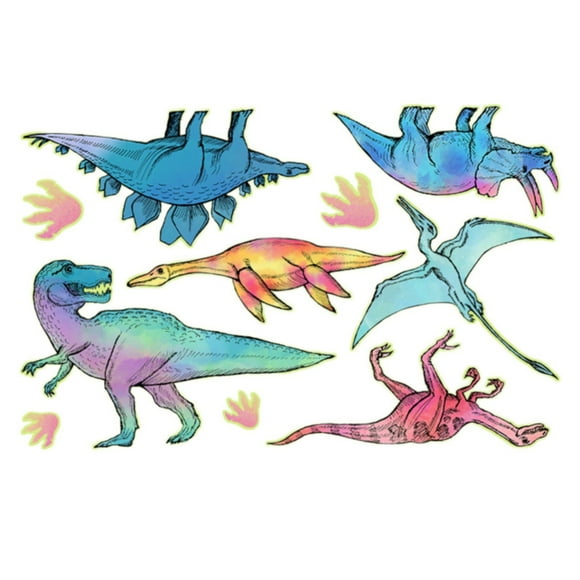 XIANXIAN Large Glow-in-the-Dark Dinosaur Wall Decals - Removable Self-Adhesive Luminous Stickers for Ceiling, Themed Room Accents and Night Lighting Effect Displays