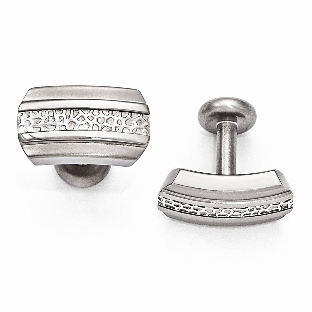 Goldia White Stainless Steel Brushed and Polished with CZ Square Cuff Links 