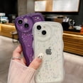 thumbnail image 6 of for iPhone 15 Case 6.1",Cute Clear Love Heart Camera Bling Cover Bling Star Curly Wave Transparent Protection Soft Shockproof Shiny Phone Case for iPhone 15 6.1 for Women Girl Men,Glitter/Purple, 6 of 16