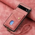 thumbnail image 2 of Nalacover for Google Pixel 6, Slim Case Wallet with Credit Card Holder, Back Flip Premium Leather Magnetic Clasp Kickstand Wirst Hand Strap Shockproof Cover for Google Pixel 6, Pink, 2 of 7