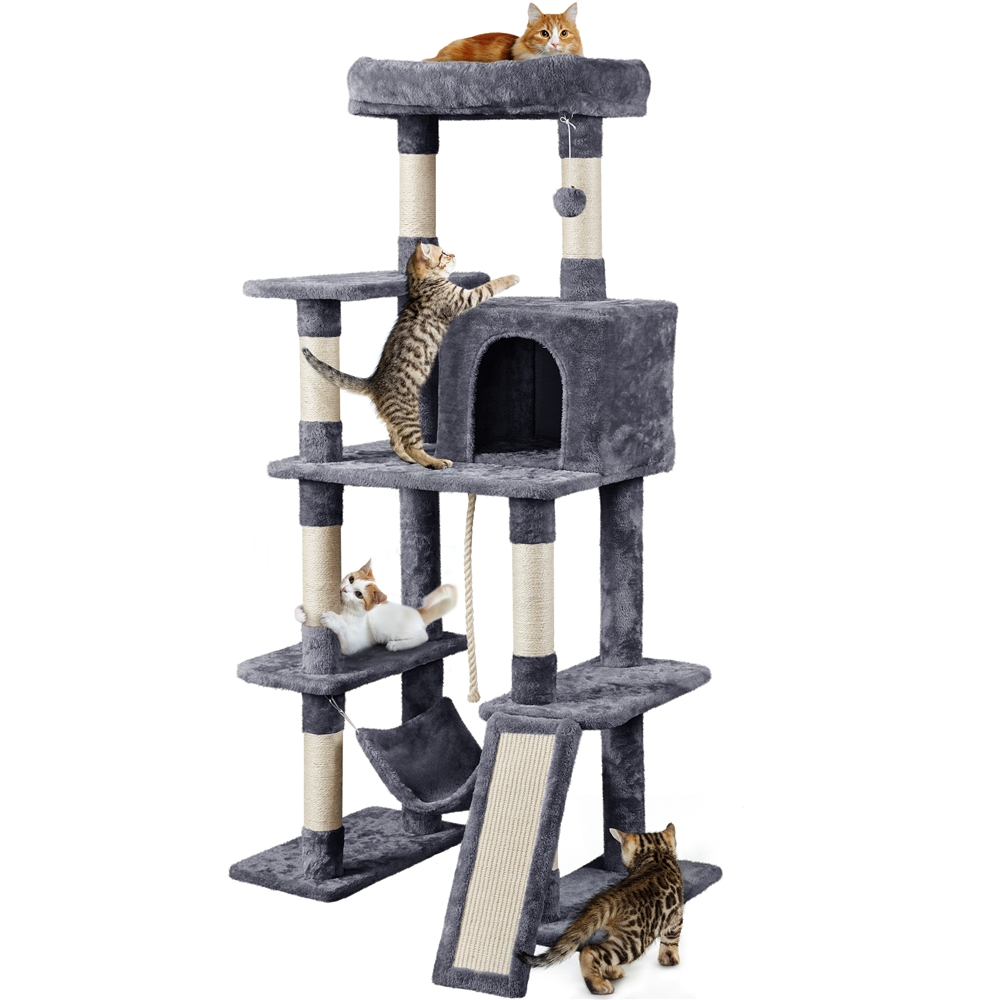 Alden Design 63 Inch Large Cat Tree Tower with Hammock