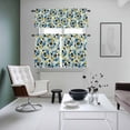 thumbnail image 5 of Bees Kitchen Curtains Valances and Tiers Set of 3 Yellow Blue Leaves Bee Green Texture Tier Curtains and Valance with Rod Pocket for Small Windows, 27.5"x24", 5 of 9