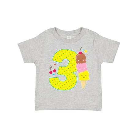 

Inktastic Ice Cream Third Birthday Blue Gift Toddler Boy or Toddler Girl T-Shirt